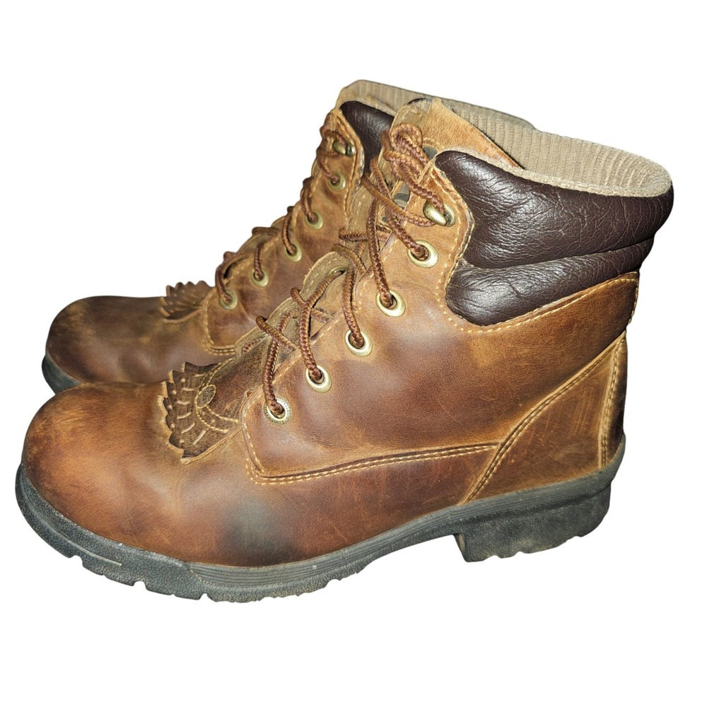 Timberland PRO Leather Work Boots Brown Lace Up Ankle Boots Women's Size 8M